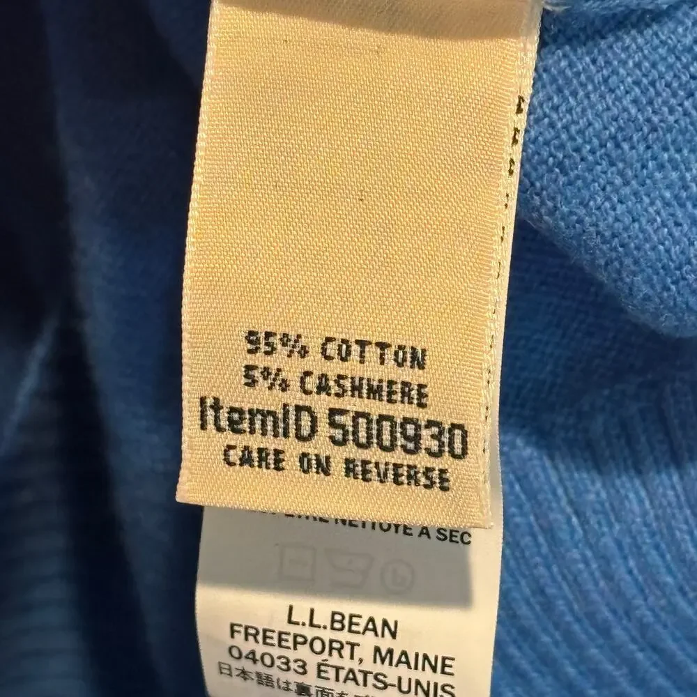 L.L. Bean Blue Cotton Cashmere Turtleneck Sweater - size 2X